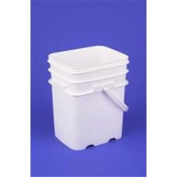 5.3 gal HDPE Ez Stor Pail, Rectangular, ,Baby Warning Label w/plastic handle