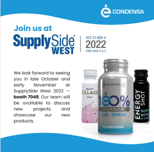 Join Condensa in Las Vegas OCT 31- NOV 4 at SupplySide West 2022