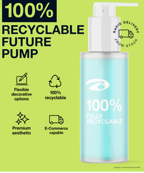 
                                        
                                    
                                    Future Pump is 100% recyclable, e-commerce capable and user-friendly.