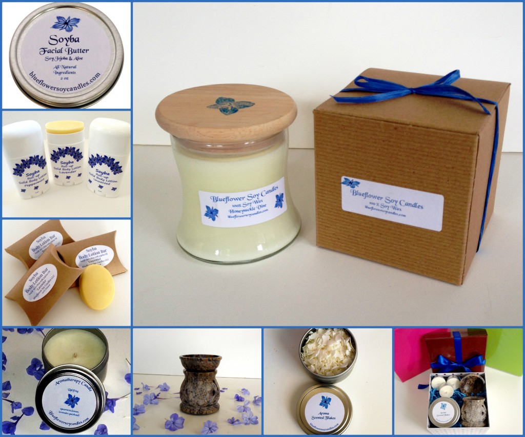 Blue Flower Soy Candles